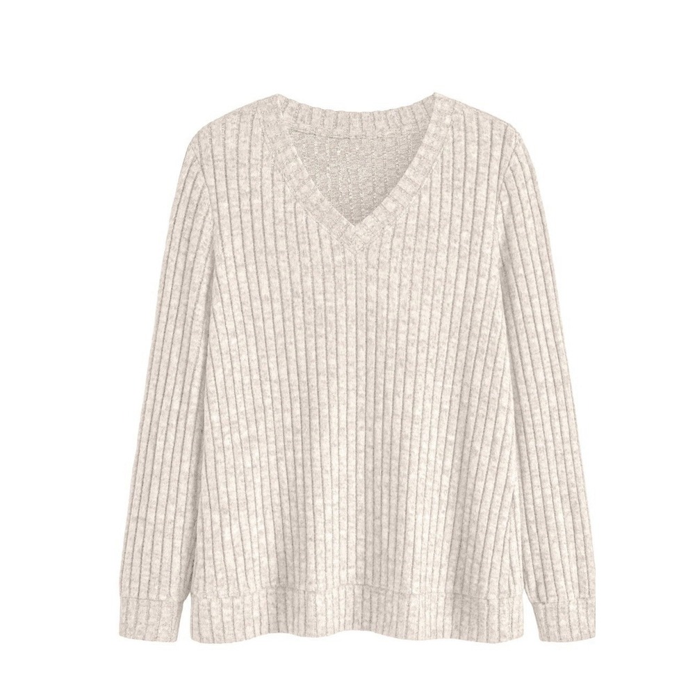 Woman's  Soft Lightweight Long sleeve Vneck Sweater Dumbs Cream Size M